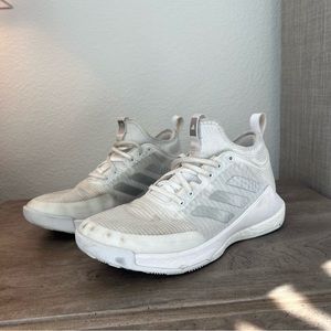 White Hightop Adidas Volleyball Shoes